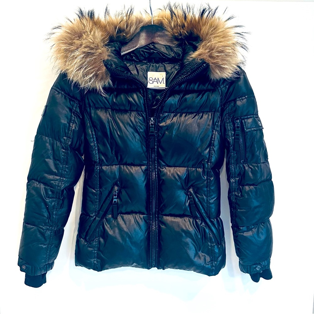 SAM. New York Size 12 girl winter jacket with genuine fur